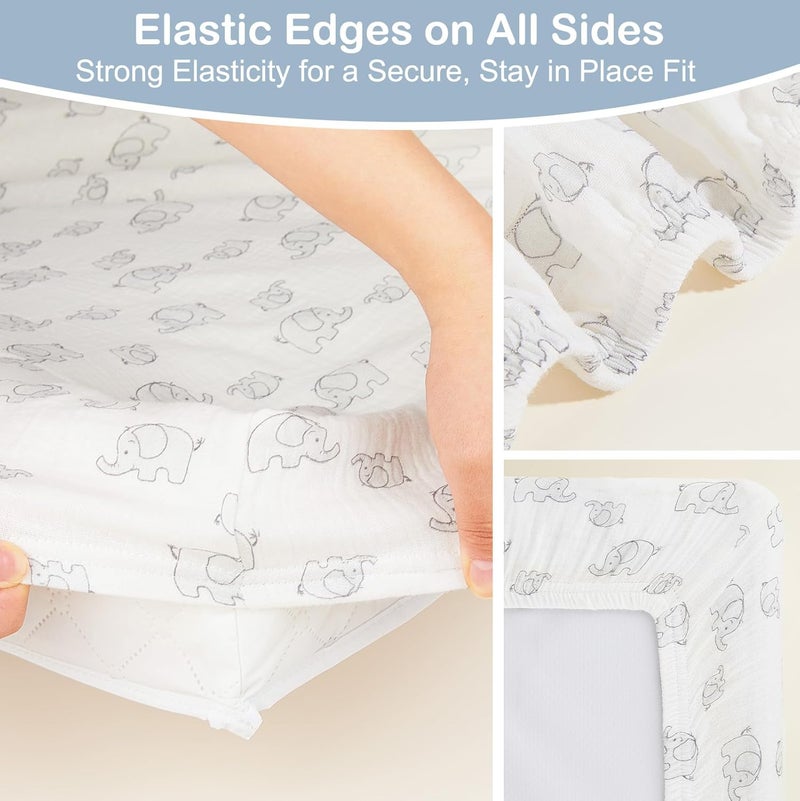 Basumee Muslin Changing Pad Cover Waterproof 2 Pack Baby Changing Table Covers for Boys and Girls Soft Breathable Nursery Diaper Change Table Cover Pad Fits 32"x16", Blue - Image 5